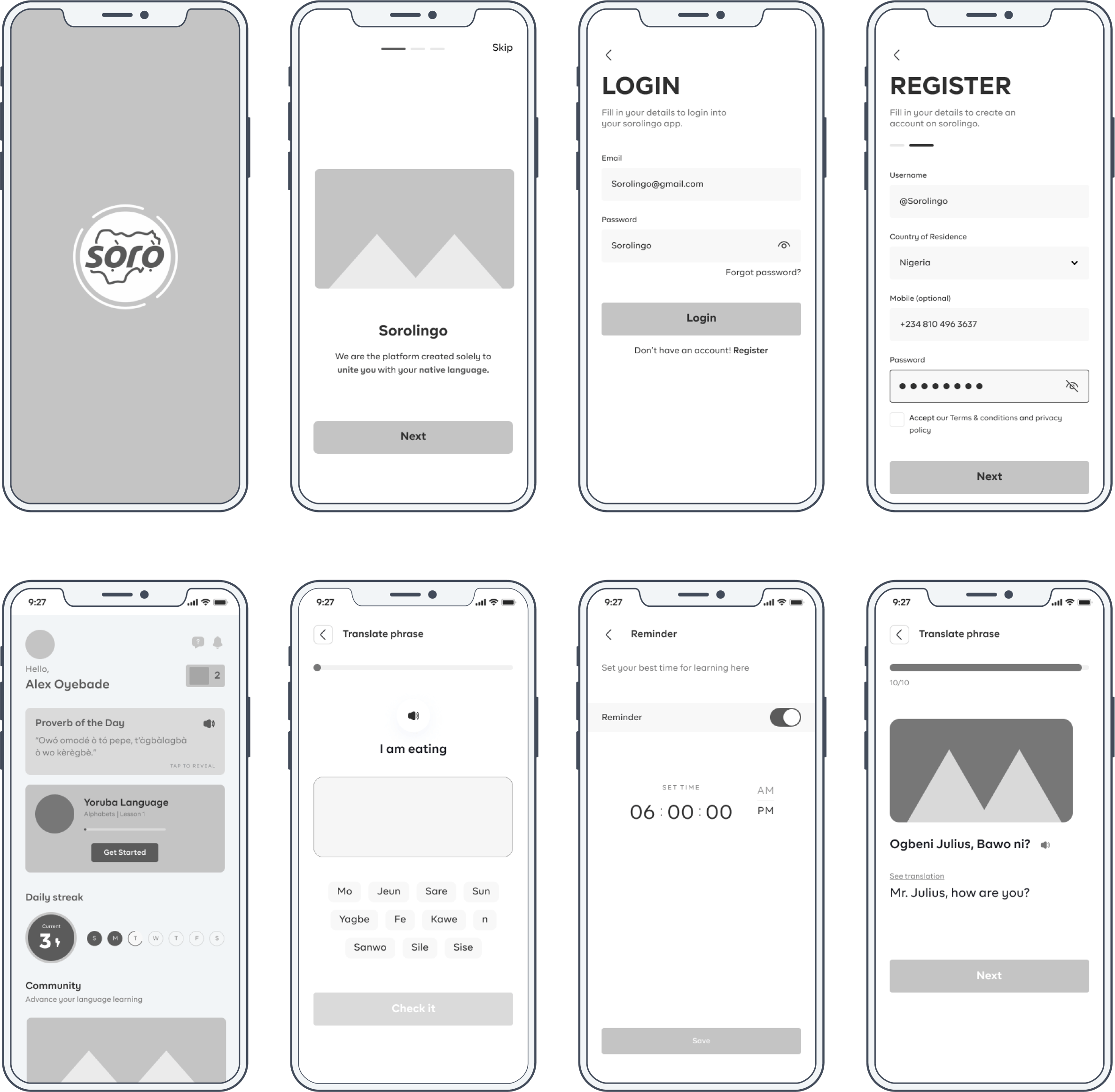 Hi-fi Wireframes