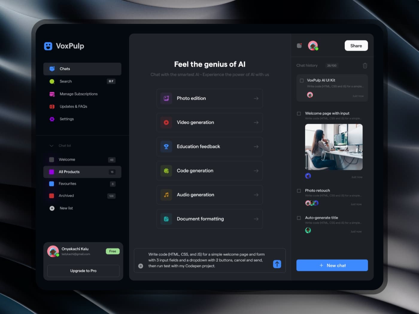 Webapp Dashboard, Dark Mode