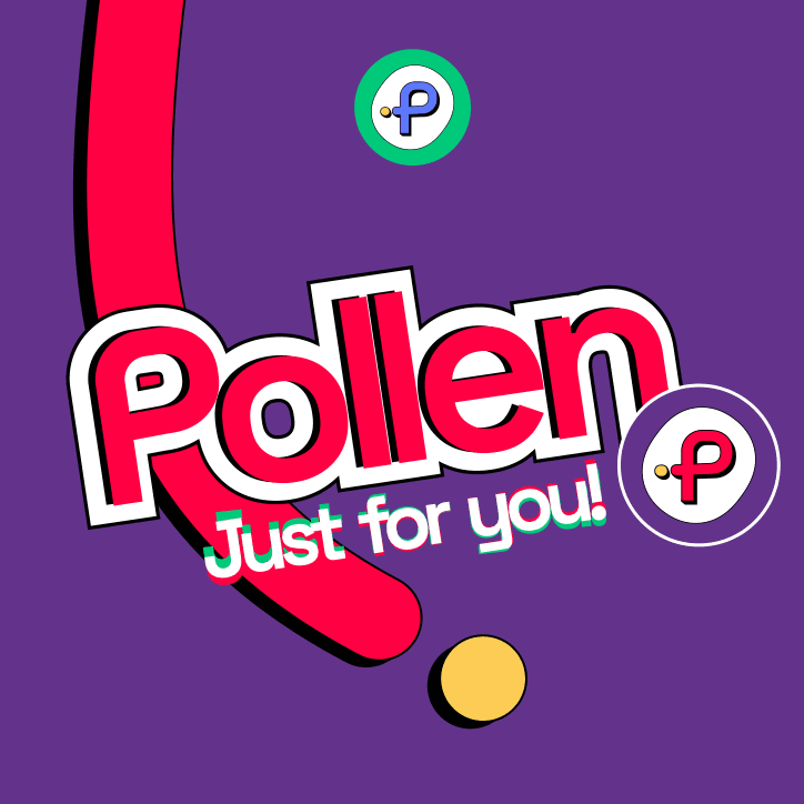 Social tile: “Pollen. Just for you!” on purple with the mark