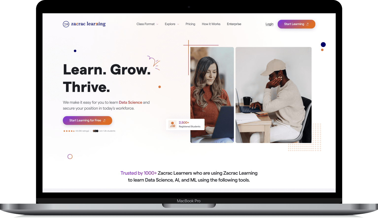 Zacrac Learning Landing Page